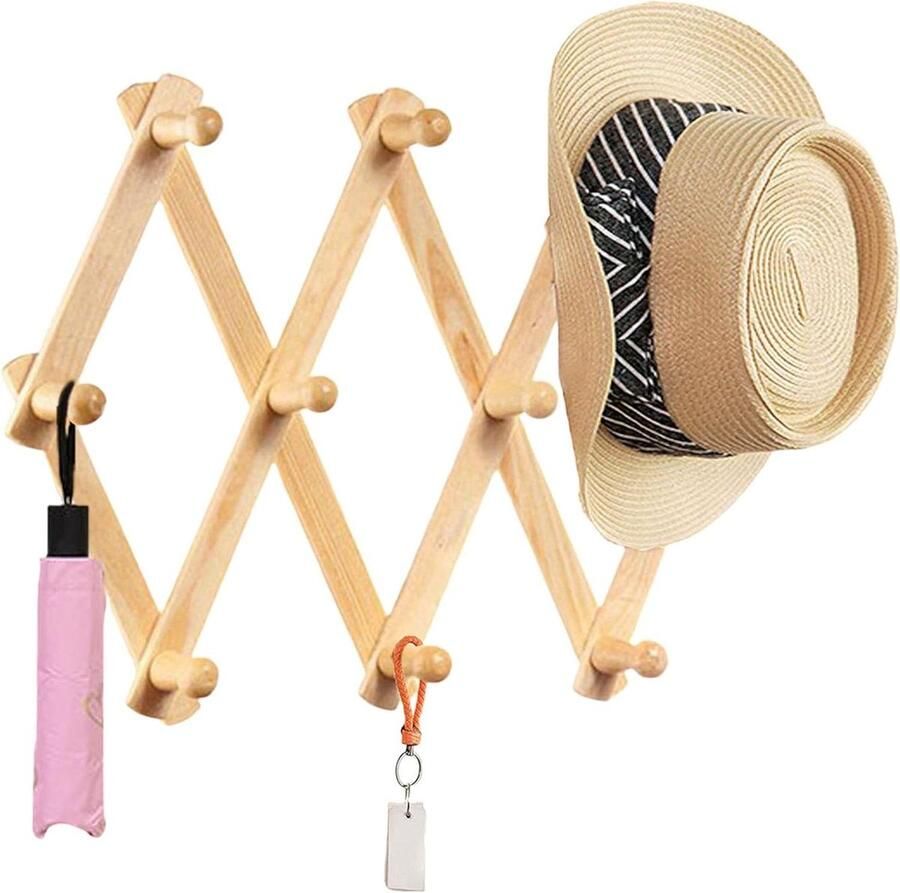 Haaks Houten Wandkapstok Intrekbaar Hangende Design Muurkapstok Wand Kledinghaak Wardrobe Hoedenkapstokken Handdoekrek Badkamer Keuken Hanger