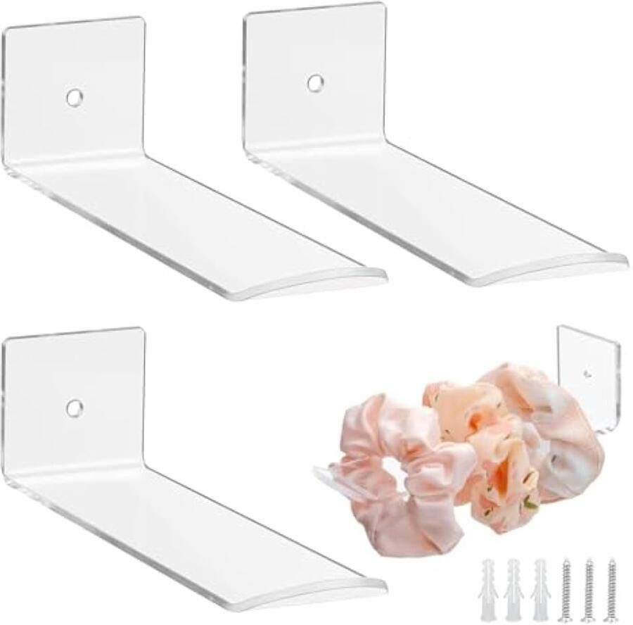 Haarbandstandaard haarelastiekhouder L-vorm haarband opslag wandhouder haarelastiekhouder voor organizer voor haarsieraden horloges kettingen sieraden acryl 3 stuks transparant