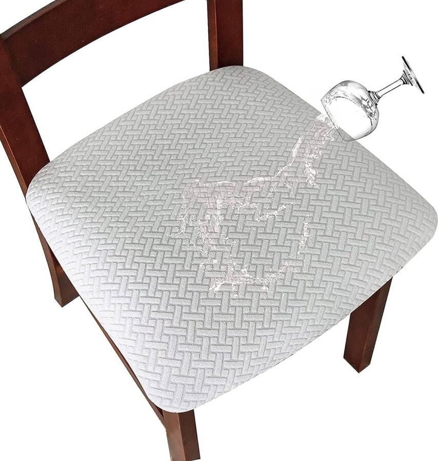 Haarhoes Zetel Wasbaar Stretch Waterdichte Jacquard Hoes voor stoelen Eetkamerstoel Stoelhoes Stoelstoelhoezen Set van 6 Witte Stoelstoelhoes voor thuis keuken