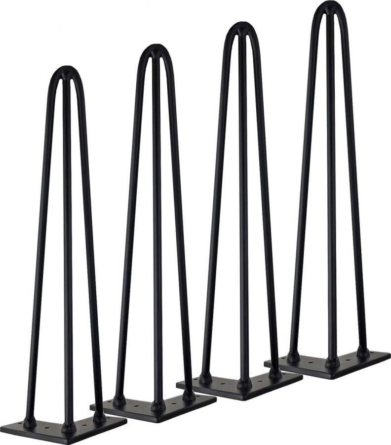 Haarspeld tafelpoten 3-bar haarspeld voeten DIY zwarte haarspeld salontafel benen zware metalen meubelpoot voor bijzettafel bank en nachtkastje set van 4 16