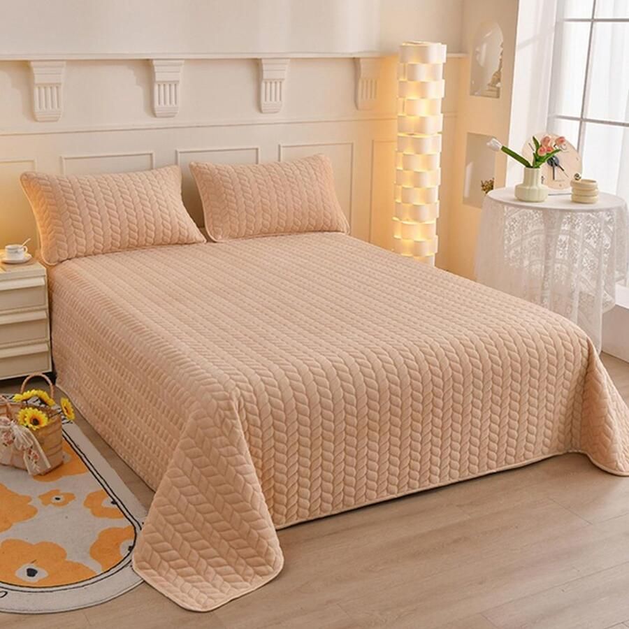 HAIBA sprei 120 x 200 cm Khaki pluche sprei omkeerbaar design Veelzijdige deken als sprei of banksprei Deken voor bed en bank Quilt