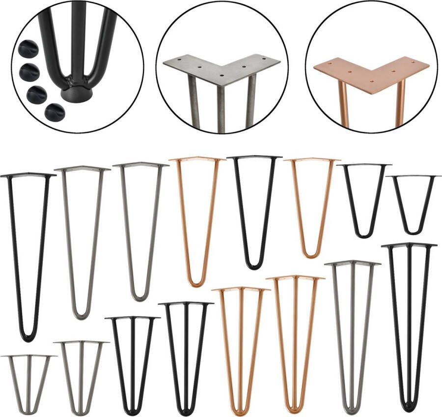 Unbranded Hairpin Legs Melicent Tafelpoten 3-punts Set van 4 72 cm Zwart Staal - Foto 2
