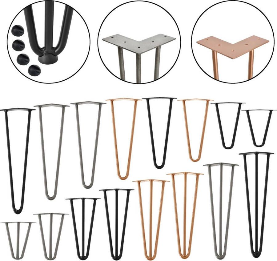 Unbranded Hairpin Tafelpoten Berend Tafelpoten 2-punts Set van 4 72 cm Kleur Bruin-Koperachtig Staal - Foto 2