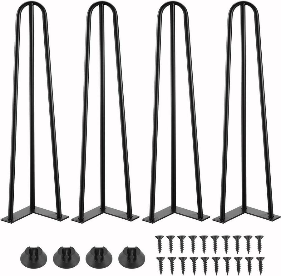 Hairpin tafelpoten set 4 stuks moderne 3 stangen haarspeldpoten geschikt voor eettafel salontafel bureau 72 cm lang
