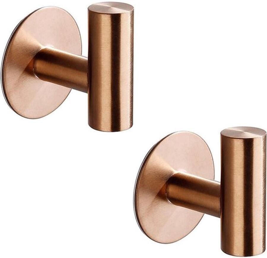 Haken 2 stuks Zelfklevend Geen boren nodig Roestvrij staal Metalen kapstok Handdoekhaak Kapstokhaak Voor keuken badkamer en slaapkamer Handdoekclip keukenhaak (roségoud)