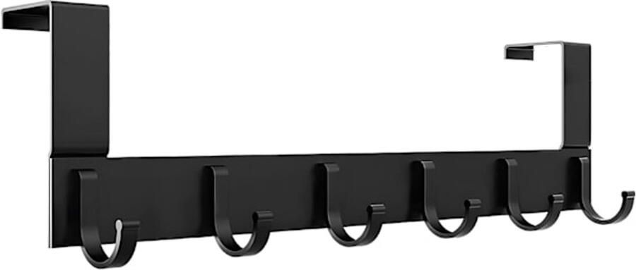 Haken Deurhaken Zwart Roestvrij staal 6 stuks Punch-Free Traceless Kapstokken Kledinghangers Geschikt voor slaapkamers badkamers en keukens