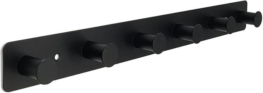 Haaklijst zwart wandhaken zelfklevend en schroeven garderobelijst garderobehaken met 6 haken kledinghaken voor hoed sjaals handtassen handdoekhaken