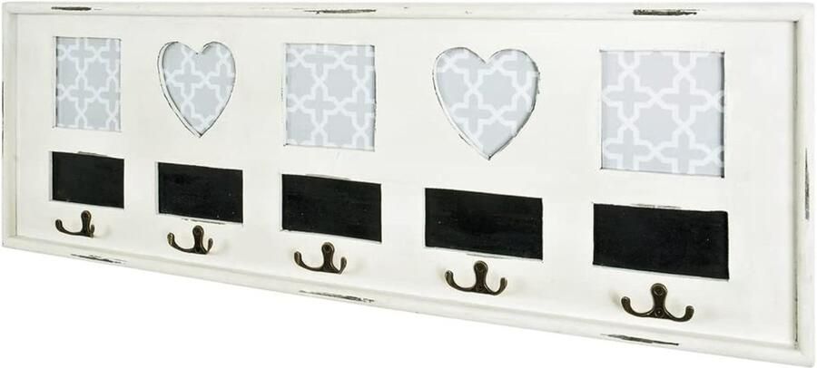 Haku Möbel Kapstok met Haken Hout Antiek Wit 3 x 77 x 26 cm