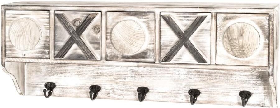 Haku Möbel Wandkapstok Vintage Massief Hout Metaal 65x25x15cm Industrieel