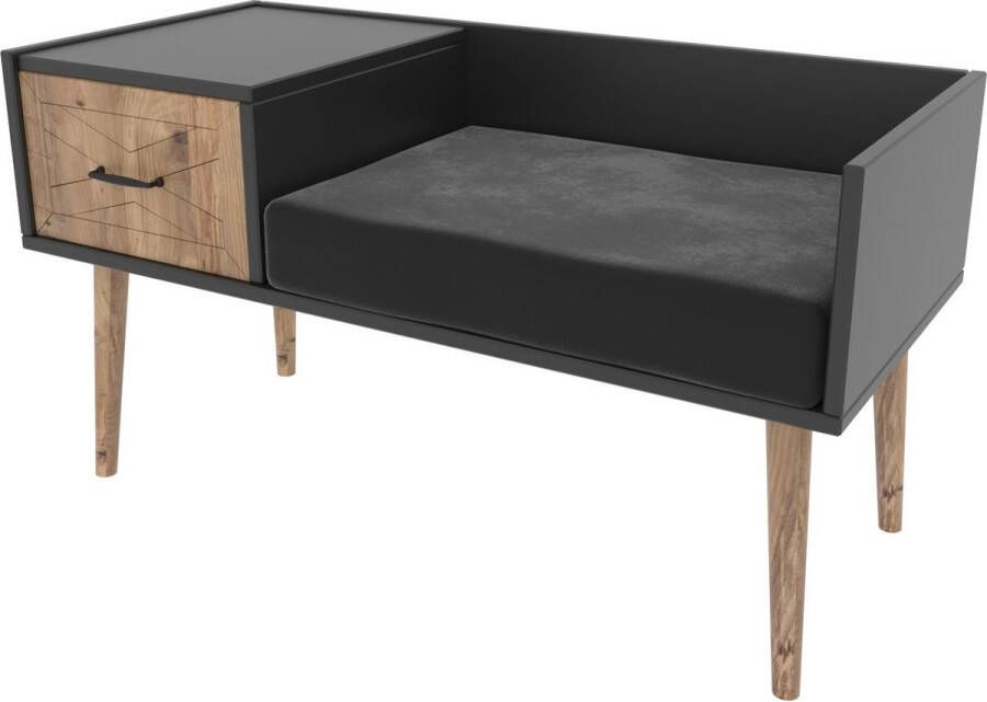 Hal Bankje Antraciet & Eiken 120x40x45cm Melamine Stijlvol & Duurzaam