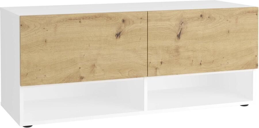 Halbank Zeger Wit Artisan Eiken Breedte 10.9 cm Hoogte 4.6 cm Diepte 4.2 cm N Met openslaande deuren