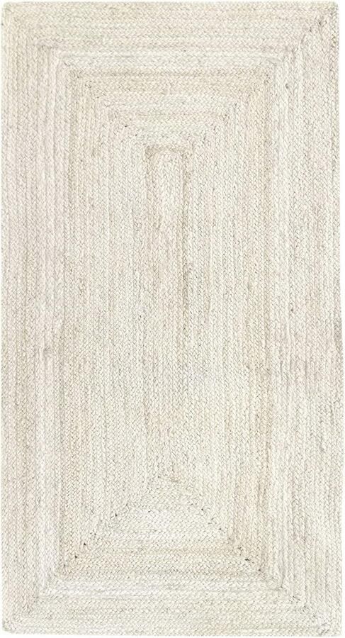 Half Wit Jute Tapijt Handgeweven Natuurlijk Jute Tapijt voor Woonkamer Slaapkamer Eetkamer (150x80cm)