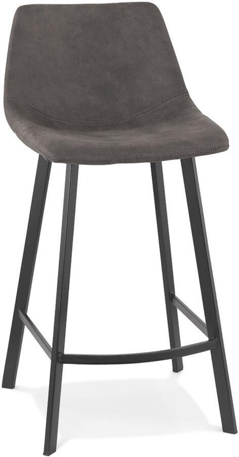 Halfhoge Snackkruk 'MINI' Barkruk Comfortabele Zitting Donkergrijze Microvezel