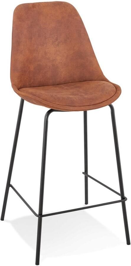 Halfhoge Snackkruk 'MINI' Barkruk Comfortabele Zitting Microvezel en Metalen Design