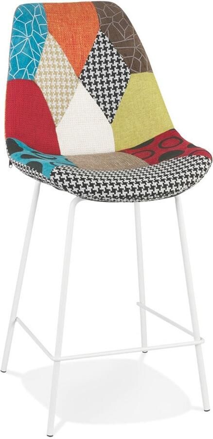Halfhoge Snackkruk 'MINI' Barstoel Trendy Patchworkdesign Optimaal Comfort
