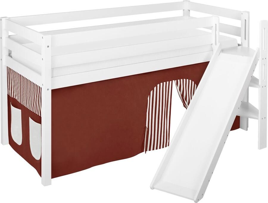 Halfhoogslaper Bruin-Beige met tent en schuine glijbaan - Foto 2