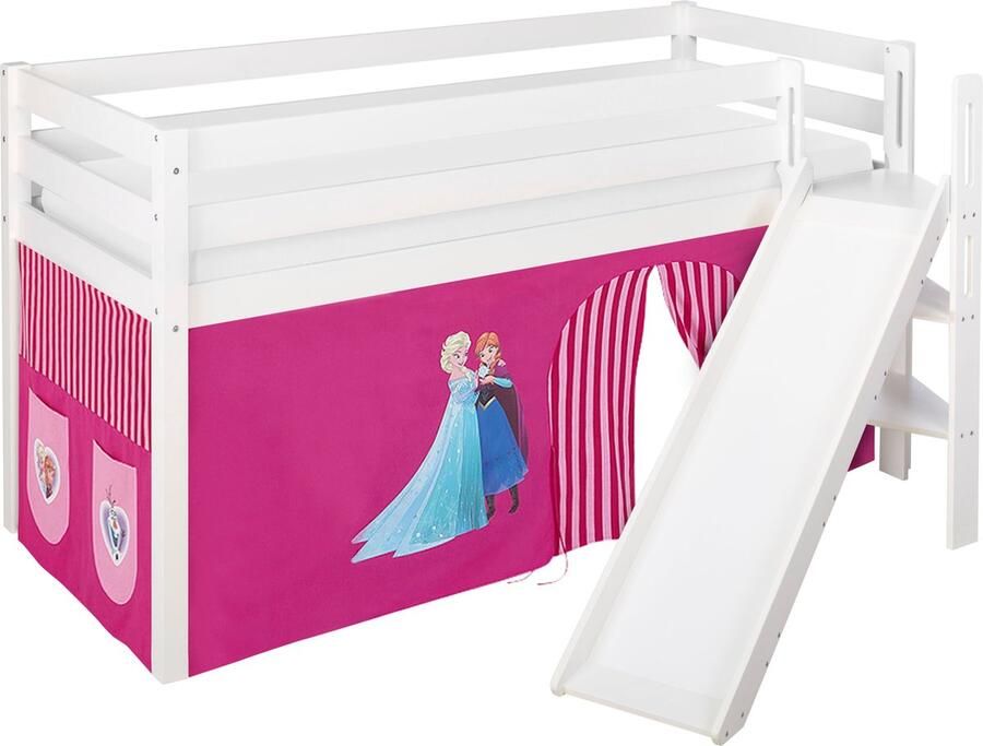 Halfhoogslaper Frozen Roze met tent en schuine glijbaan