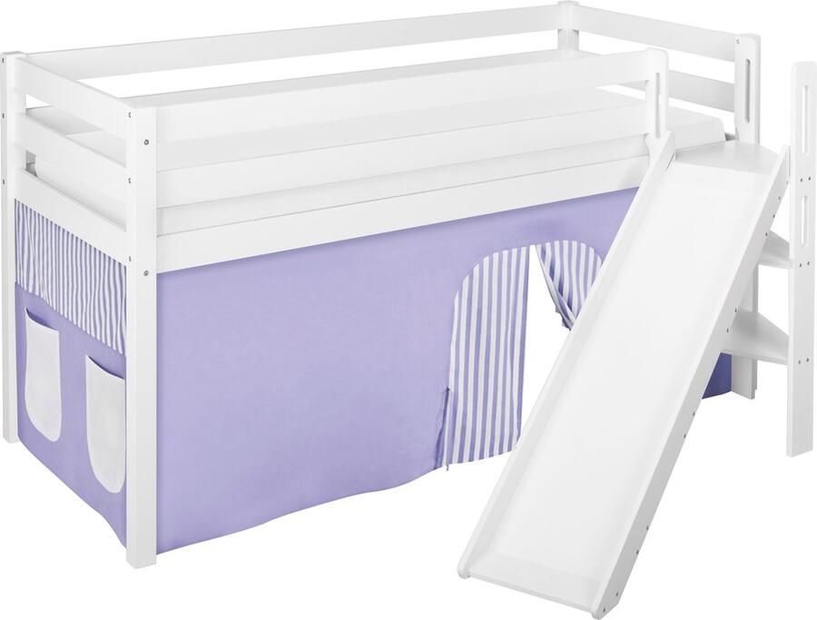 Halfhoogslaper Lila-Beige met tent en schuine glijbaan - Foto 2