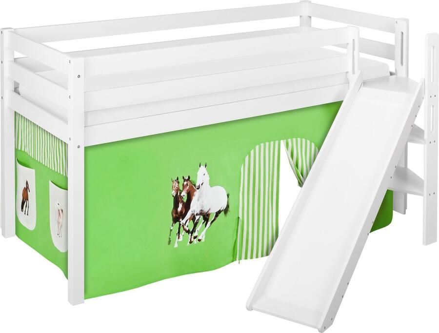 Halfhoogslaper Paard Groen met tent en schuine glijbaan - Foto 2