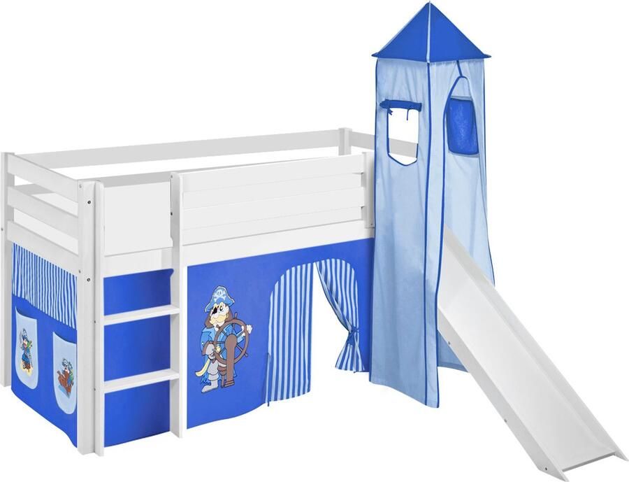 Halfhoogslaper Piraat Blauw met tent toren en glijbaan