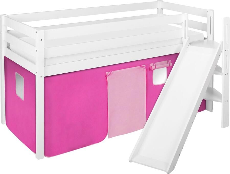 Halfhoogslaper Roze met tent en schuine glijbaan