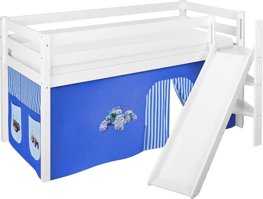 Halfhoogslaper Tractor Blauw met tent en schuine glijbaan - Foto 2