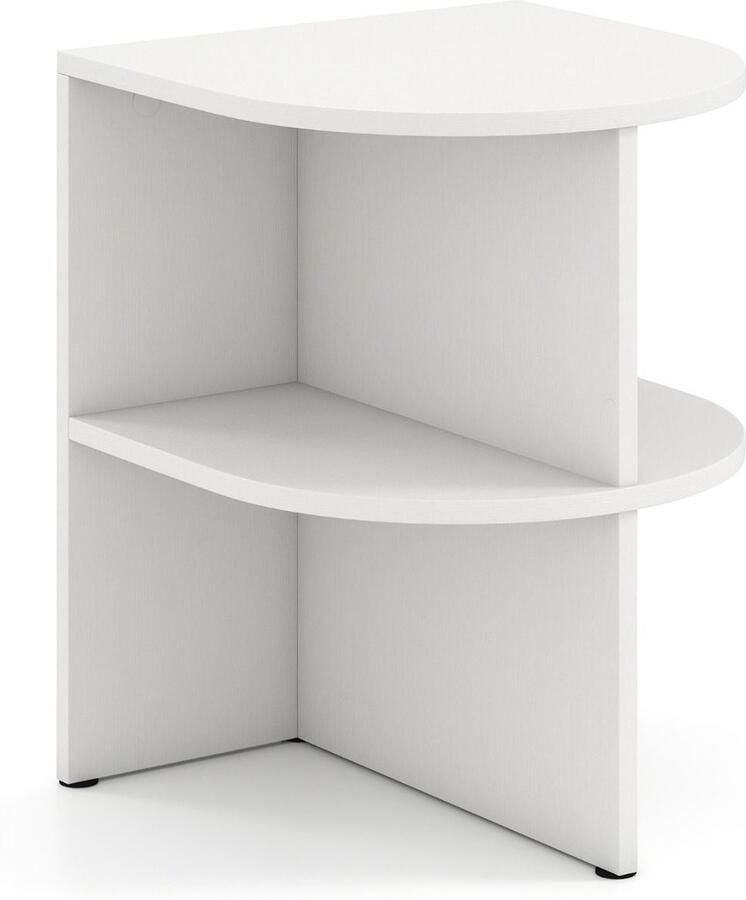 Halfronde bijzettafel – Nachtkastje met 2 lagen en open opbergvakken – 38 x 38 x 48 5 cm Wit