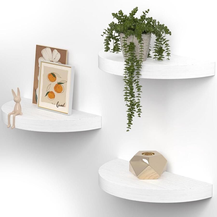 Halfronde Wandplanken Decoratief & Ruimtebesparend Set van 3 Hout 39x19 4 cm