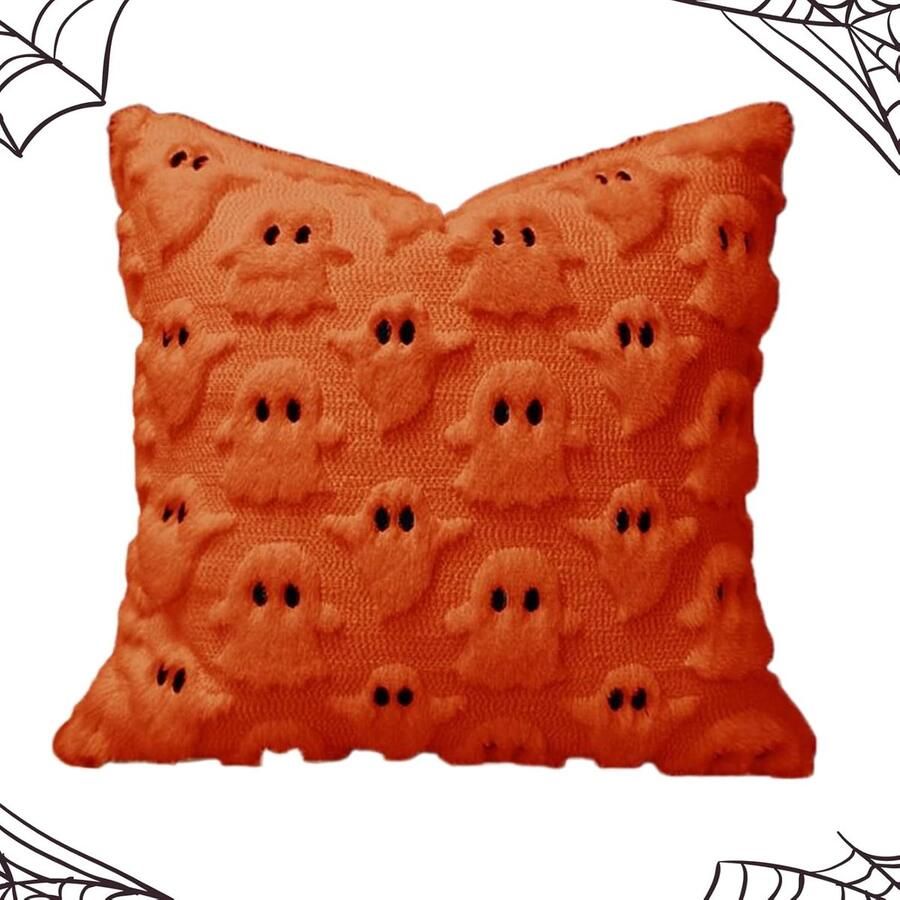 Halloween decoratie Algemene 2stukken 45*45 cm kussenhoezen voor decoratieve kussens Halloween kussensloop -Kussenhoes decoratieve -Zachte stof wasbaar ontwerp Geldt voor woonkamer studentenkamer huis terras bank Oranje