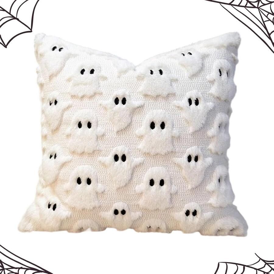 Halloween decoratie Algemene 2stukken 45*45 cm kussenhoezen voor decoratieve kussens Halloween kussensloop -Kussenhoes decoratieve -Zachte stof wasbaar ontwerp Geldt voor woonkamer studentenkamer huis terras bank Wit