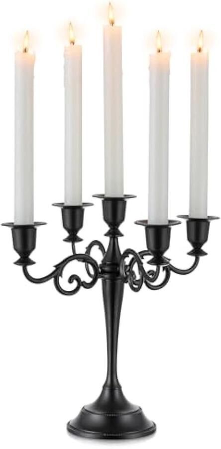 Halloween kandelaar 5-armen kandelaars houders mat zwarte kaars stok staat voor taps toelopende kaarsen voor kaarslicht diner feest bruiloft tafel centerpieces kerst