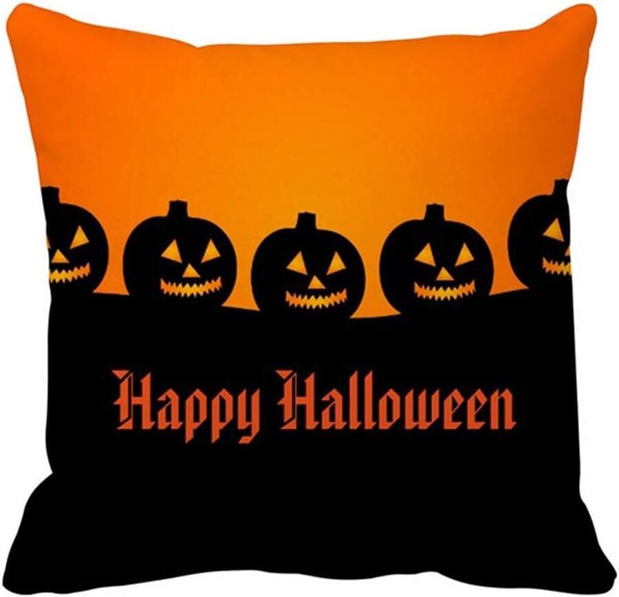 Halloween Kussensloop Vierkante Kussensloop Voor Slaapbanken Banken Woondecoratie Kussensloop 45 x 45 cm Oranje