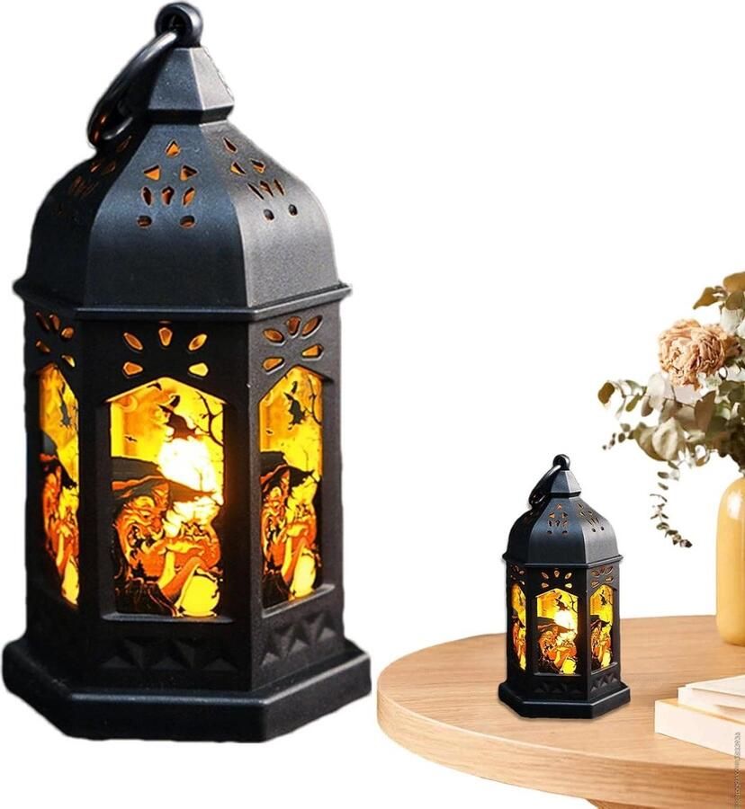 Halloween-lantaarns voor buiten Halloween-lantaarndecoratie Decoratieve lantaarns Elektrische LED-verlichting Halloween tafeldecor Vintage lantaarn op batterijen voor tafel middelpunt tuinbenodigheden