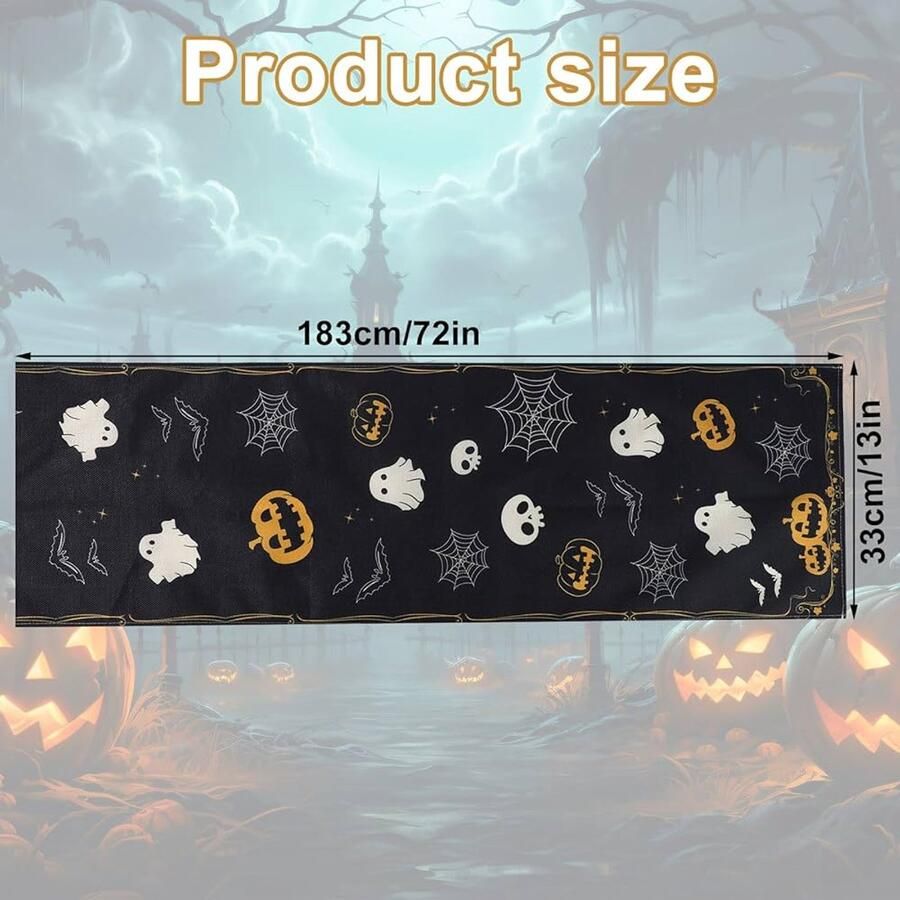 Halloween Tafelloper Grappige Decoratie 1 stuk Zwart Linnen