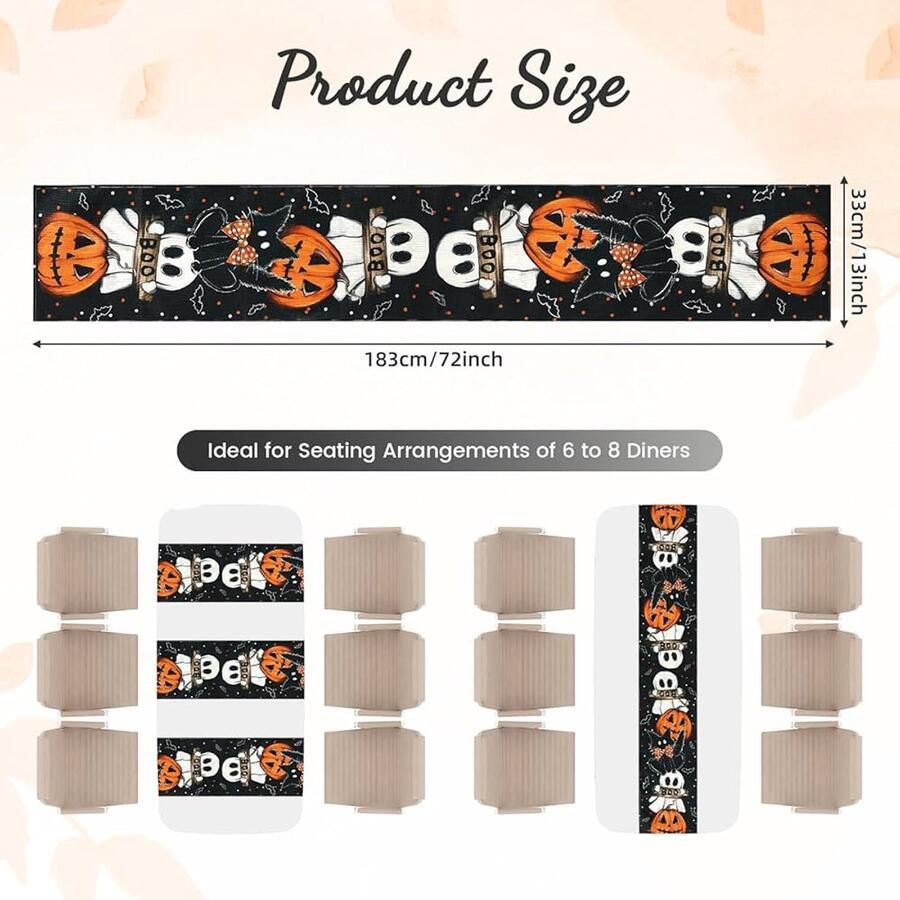 Halloween Tafelloper Pompoen en Spookpatroon 1 stuk 33 x 183 cm