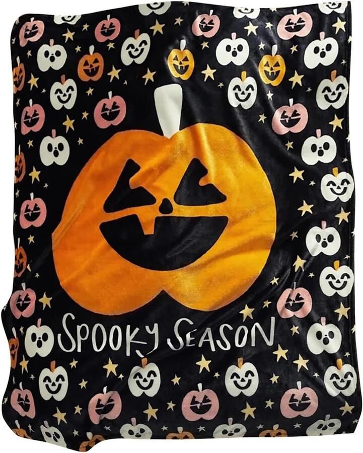 Halloweendeken voor volwassenen Spookachtige pompoen bedrukte flanellen deken voor vrouwen en mannen gezellige Halloweendecoratie voor bank bed of feest (130 * 150 cm)