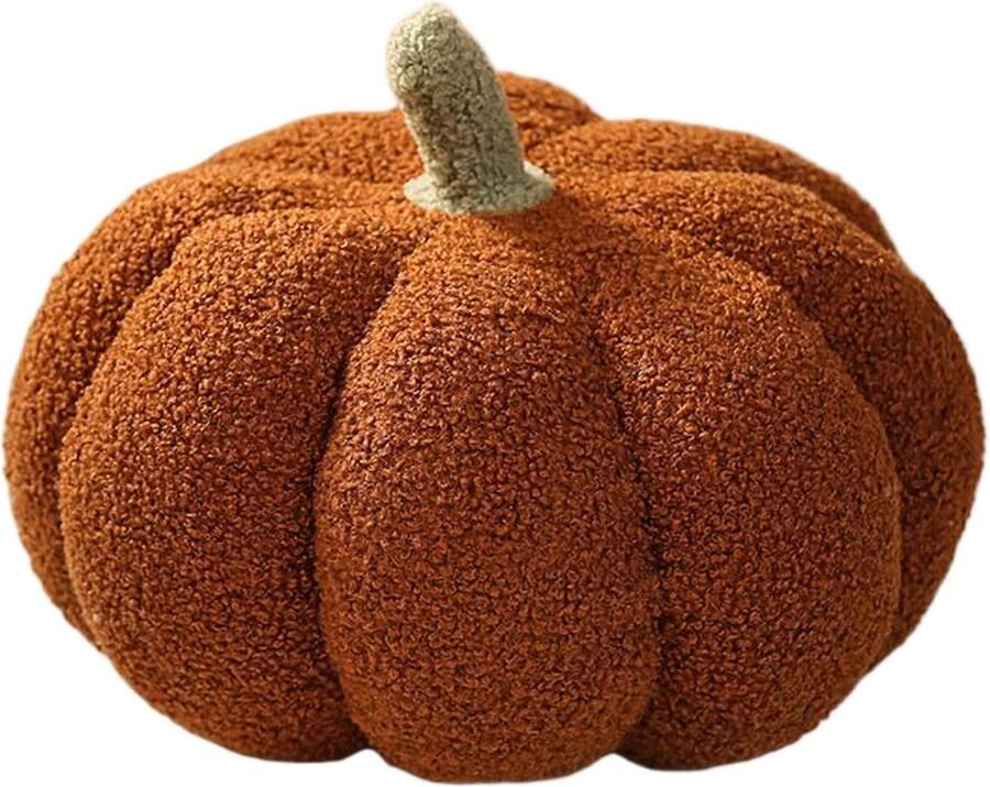 Halloween Kerst Pompoen Kussen Pompoen Vorm Crème Wit Decoratief Kussen Herfst Decoratief Kussen Esthetisch Bankkussen Bed Decoratief Kussen Rond Kinderkamer Cadeau Model C 20cm
