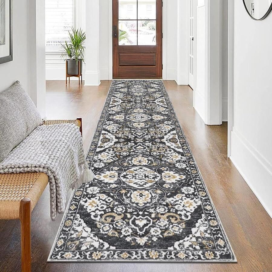 Hallway Runner Rug 60 x 240 cm Non-Slip Washable Stain Resistant Carpet for Kitchen Living Room Entrance Floor Mat