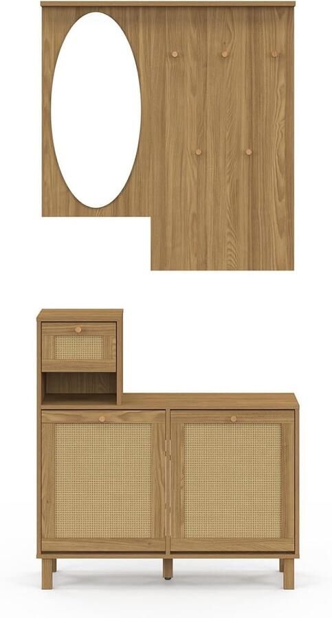 Halmeubel HANAE met spiegel – Natuurlijk rattan-look en cannage-effect