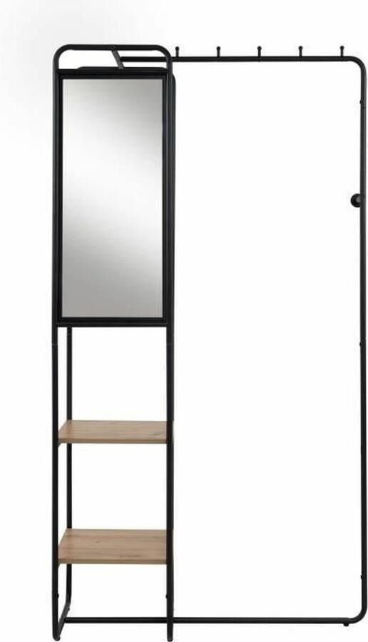 Halmeubel LUTON Metalen structuur Zwart Artisan eik 100 x 185 x 37 cm 2 planken 1 spiegel