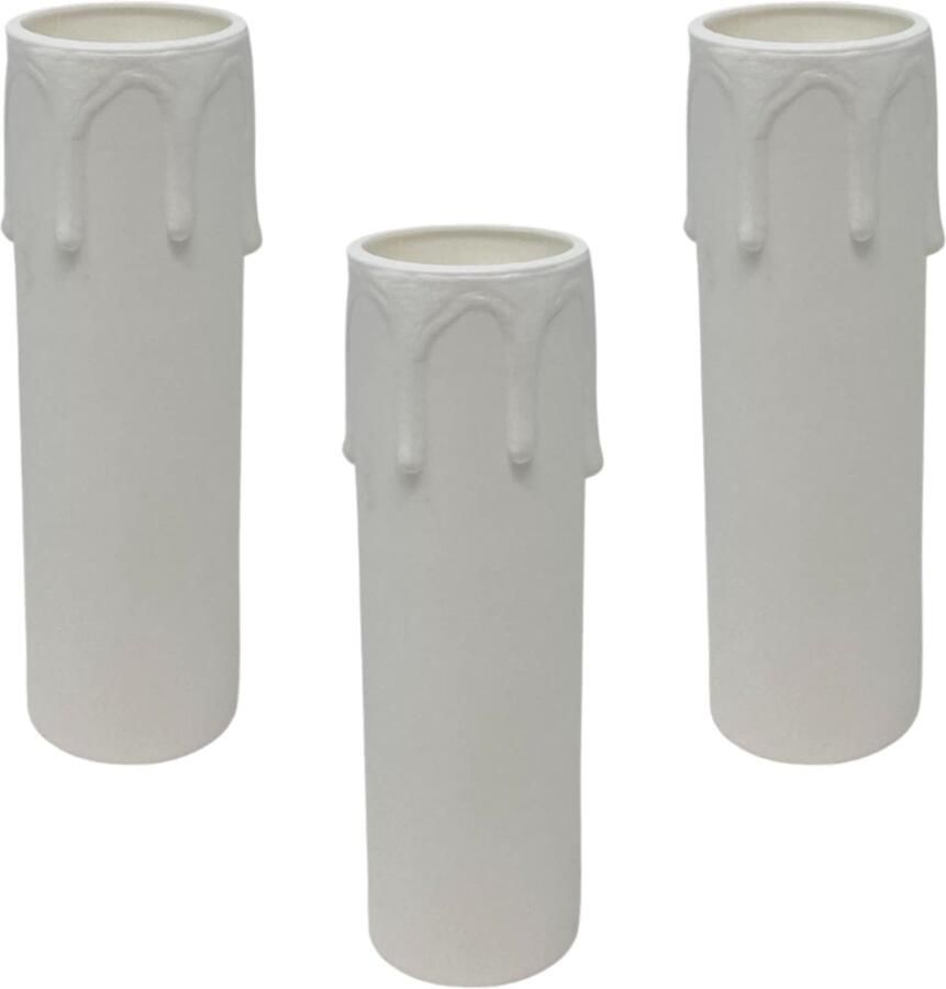 HALOTEC Set van 3 witte E14-lamphouders voor kaarsenhouders Decoratieve kaarsenhouder Ideaal voor kroonluchters Gemaakt in Italië