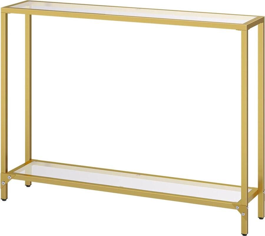 Haltafel met Planken Bijzettafel Modern 1 stuk Goudkleurig Gehard Glas 100 cm