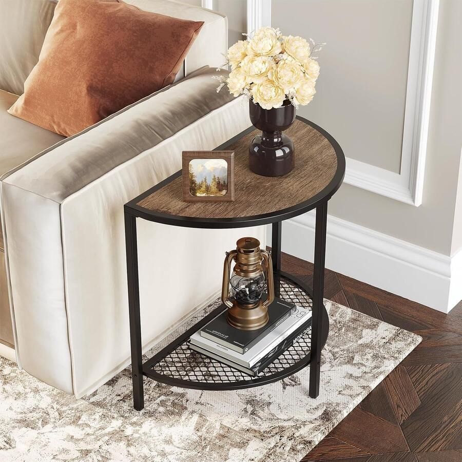 Halve Maan Bijzettafel Modern Design 1 stuk Hout en Metaal