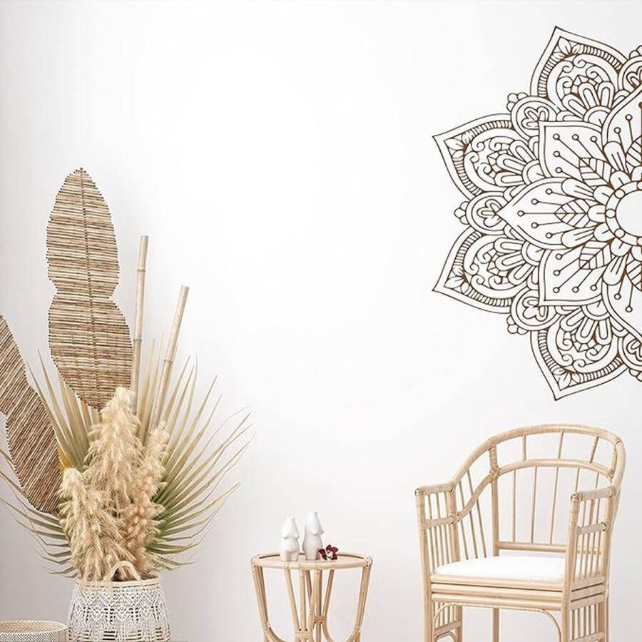 Halve Mandala Muursticker Boho Indiase Mandala Hallo Bloem Muursticker Hoofdbord Meister Slaapkamer Bohemien Muurstickers Decor Verwijderbare Lotus Yoga Meditatie Kunst Muurschildering