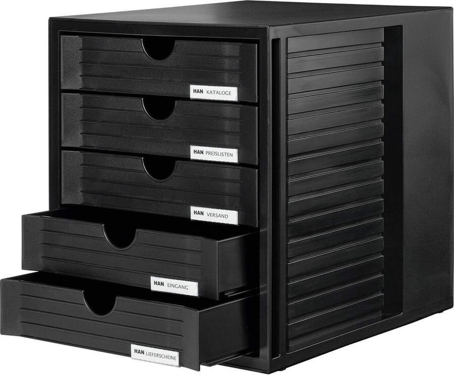 Han 1450-13 Systembox Ladenblok DIN A4 5 Gesloten Laden Zwart Organizer Opslag Bureau - Foto 2