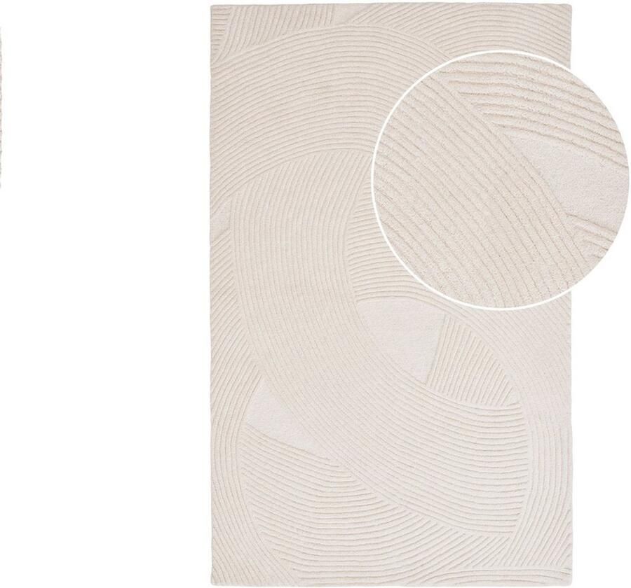 Hand getuft tapijt ivoor tapijt beige wolmat luxueuze warmte 160 cm x 230 cm x 1 cm