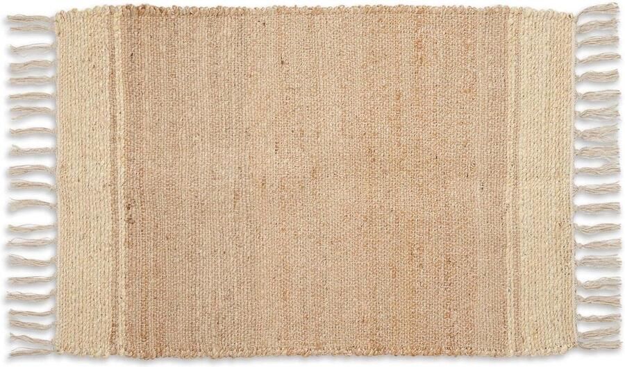 Hand-Loomed Jute Geweven Tapijten Collectie 2x3' Gebroken Wit Duurzame Vloerkleden