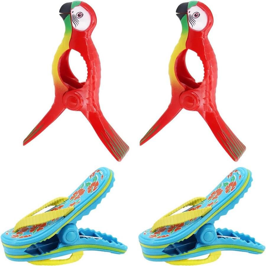 Handdoekclips voor strandstoel set van 4 clips met handige opbergzak