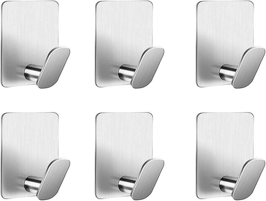 Handdoekhaakjes Handdoekhaken Wandhaken 6 Zelfklevende Ophanghaken Zelfklevend Plakhaakjes Wandhaakjes Kapstok muurhaken RVS