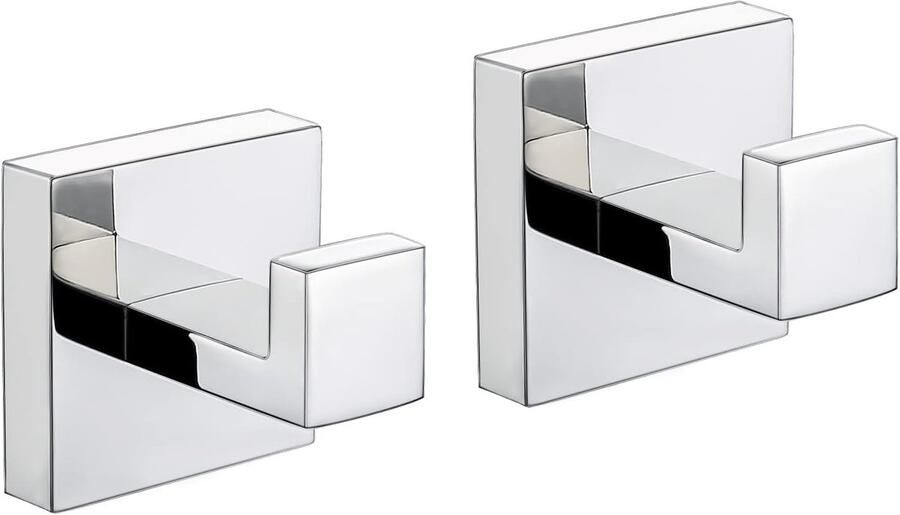 Handdoekhaken voor badkamers kleding kast sponzen gewaad haak schroef in metalen kapstok badkamer keuken hotel garage roestvrij staal deurhanger wandmontage 2 stuks afwerking chroom